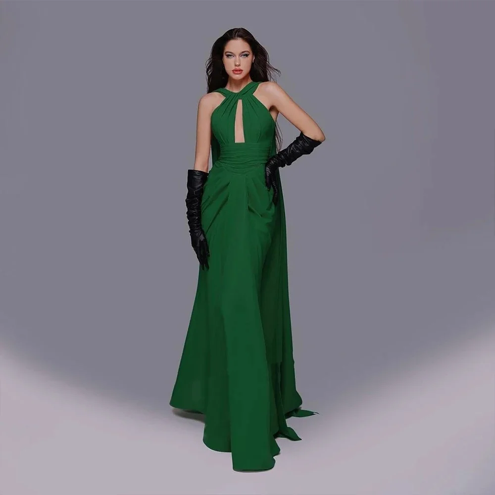 Muloong Halter Sweep Train Women Elegant And Pretty Luxury Prom Dress