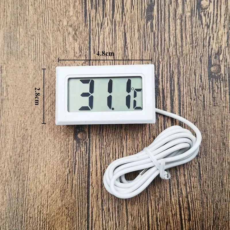 Aquarium White/Black Water Temperature Gauge Hygrometer Fish Tank Probe Type Digital LCD Square Thermometer