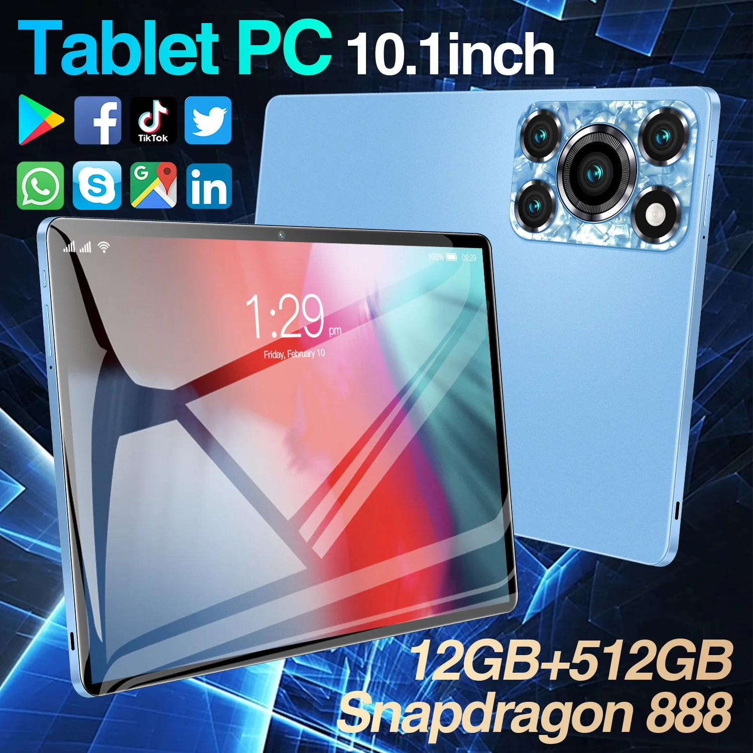 

2024 Global Model pad 12 Pro Tablet 10.1-inch HD Dual SIM Dual Standby Large Screen 5G Bluetooth WiFi Popular Tablet PC Portable