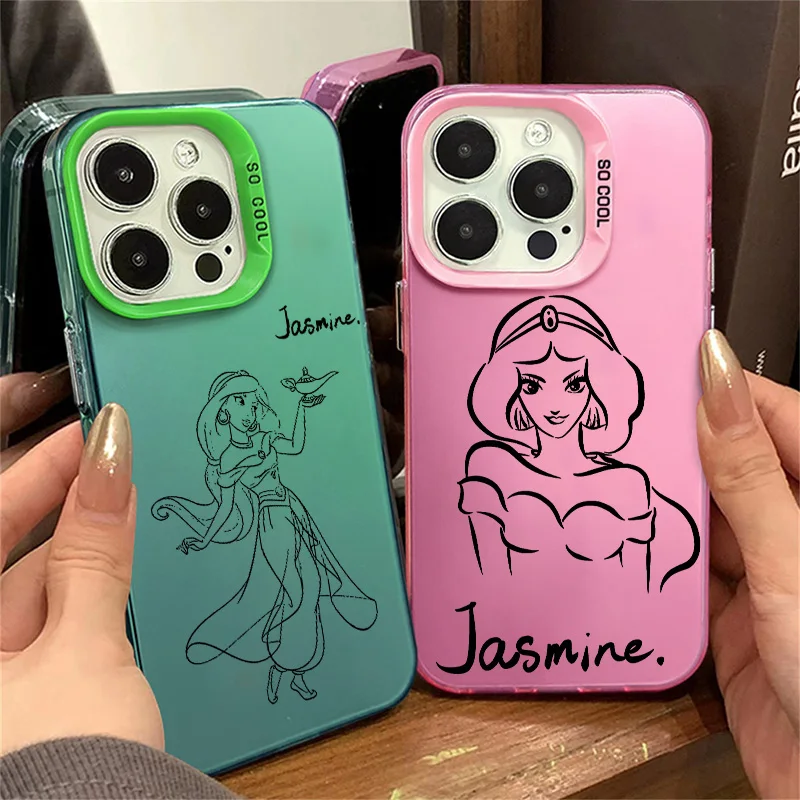 

Disney Jasmine Princess For iPhone 7 8 11 12 13 14 15 X XR XS Max Pro Plus Colorful Phone Case Funda Silicone Soft Cover Shell