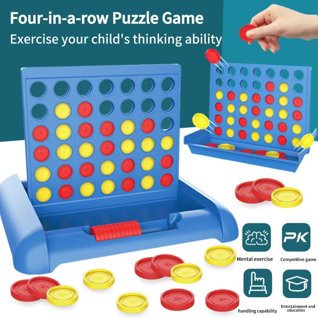 3D quatro em uma fileira educação precoce inteligência pai-filho interativo jogo de tabuleiro de xadrez de quatro peças brinquedo de xadrez