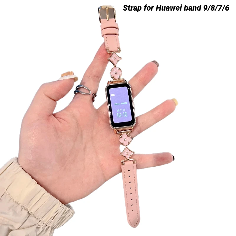 

Leather Strap For Huawei band 9 Sport Watchband for Huawei band 8/7/6 Correa Bracelet Woman Wristband Smart Watch Accessories
