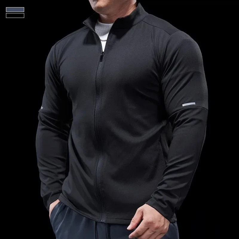 

Autumn Winter Men Waterproof Running Jackets Fitness Gym Climbing Hiking Outdoor Sports Windproof Stand Collar Training Clothing