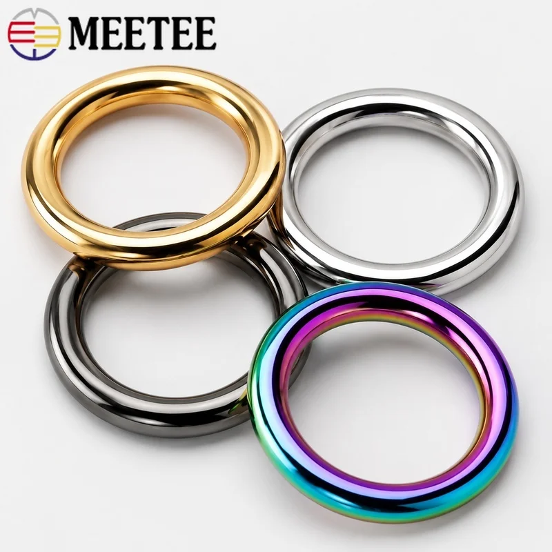 5/10Pcs 15-50mm Seamless Metal O Rings Round Buckles for Bag Strap Dog Collar Belt Keychain Leather Craft Hardware Accessories