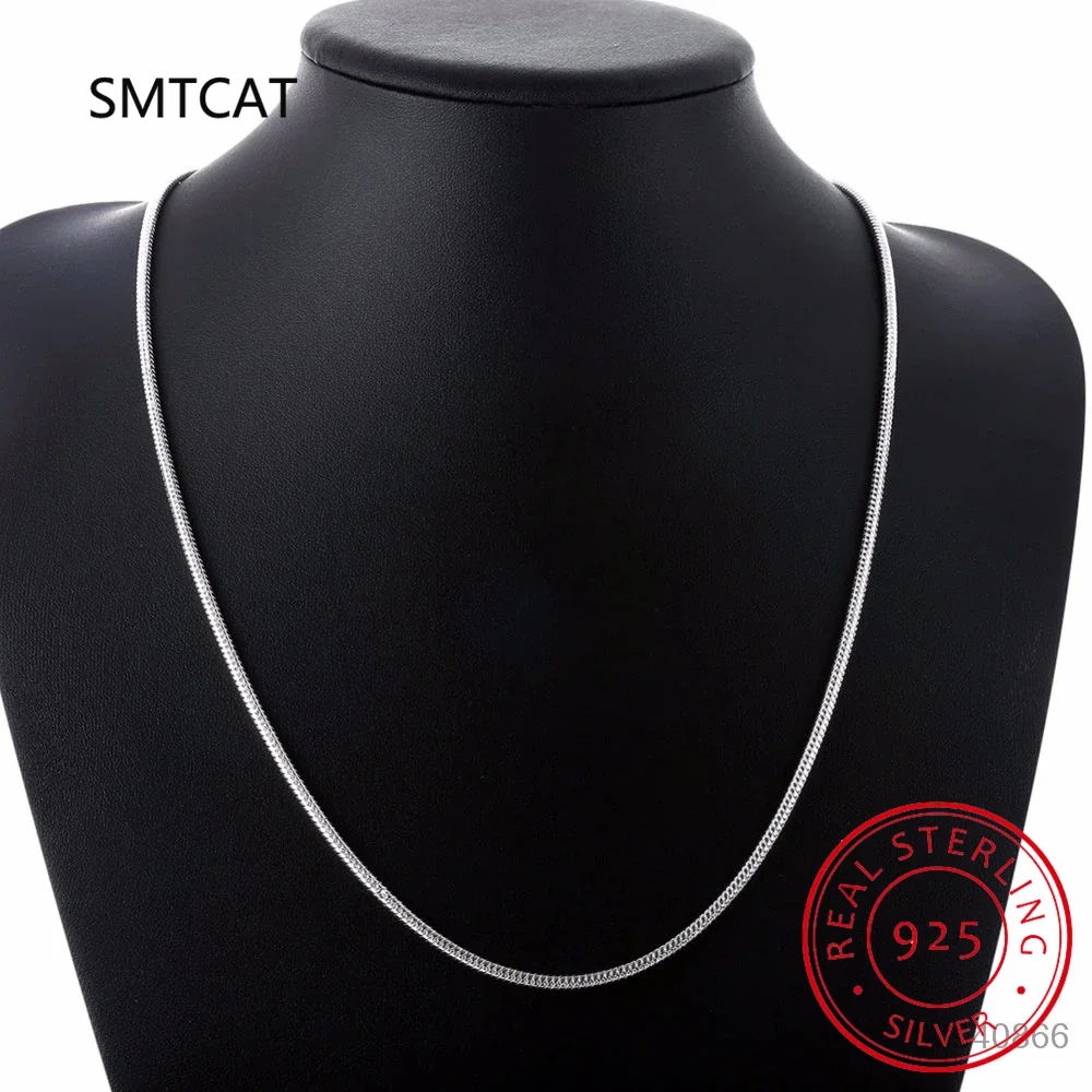 Genuine 925 Silver 2mm Round Snake Chain Necklace 40cm 45cm 50cm 55cm 60cm 65cm 70cm 75cm Women Men Necklace Chain