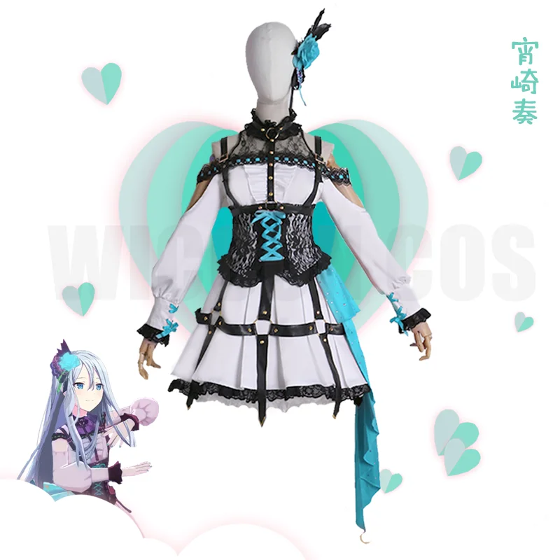 โปรเจ็กต์ Sekai เวทีสีสัน! ความสําเร็จ. ไนท์โค้ด Akiyama Mizuki Shinonome Ena Asahina Mafuyu Yoisaki Kanade สําหรับ Girl Kos Tsume Dress