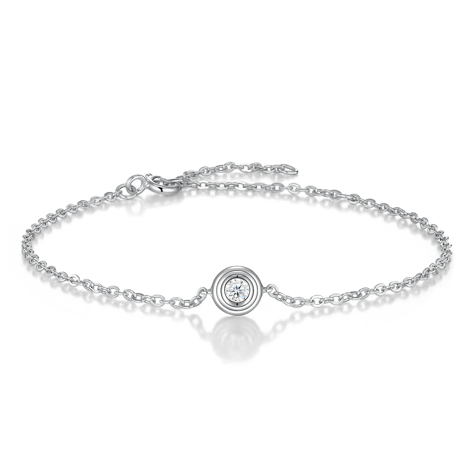 

JIUZUAN Sparkling Moissanite Chain Bracelet S925 Silver Plated 18K White Gold Polished Elegant Jewelry Moissanite Bracelet