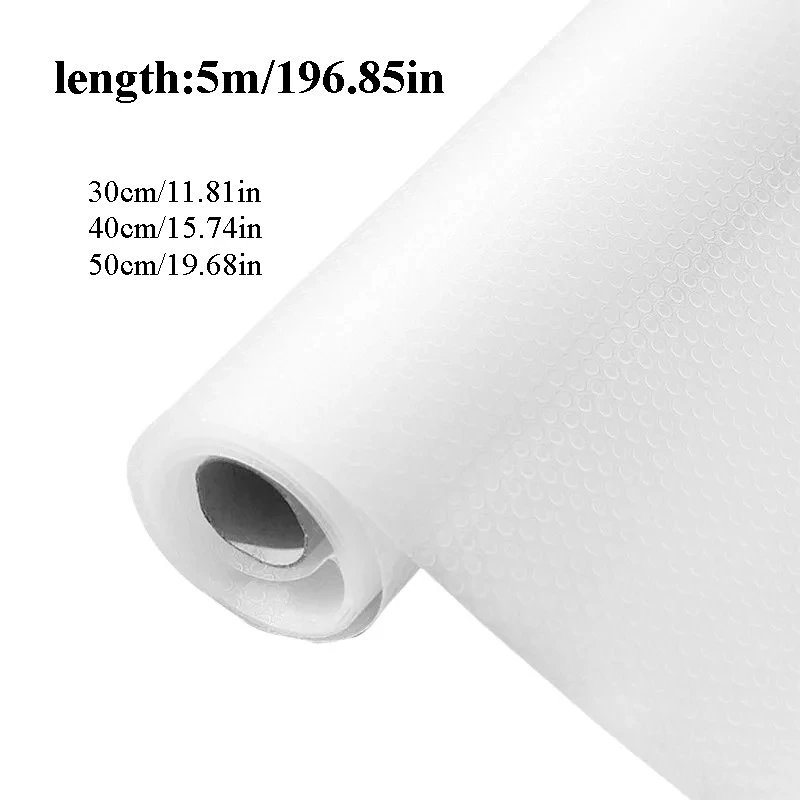 1pc 5m/196.85in Reusable Anti-slip Mat Drawer Shelf Liner Cabinets Mat Kitchen Organizer Pad on the Table Refrigerator Dishes