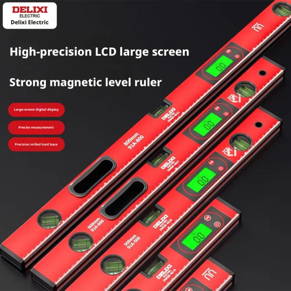 Electronic Digital Level Ruler Magnetic Angle Meter Aluminum Alloy Inclinometer 15/30/50/60/80 Cm 90 Degree Precision Measure