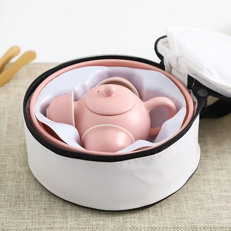 Outdoor Ceramic Travel Tea Set Portable Storage Bag with Tea Tray Household Small Kung Fu Tea Set Teapot Cup Chinese Luxury Gift