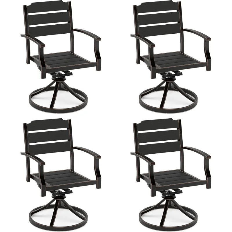 

Swivel Rocking Patio Chairs, HDPE Seat with Aluminum Frame Patio Dining Chairs, Outdoor Chairs with Armrest,