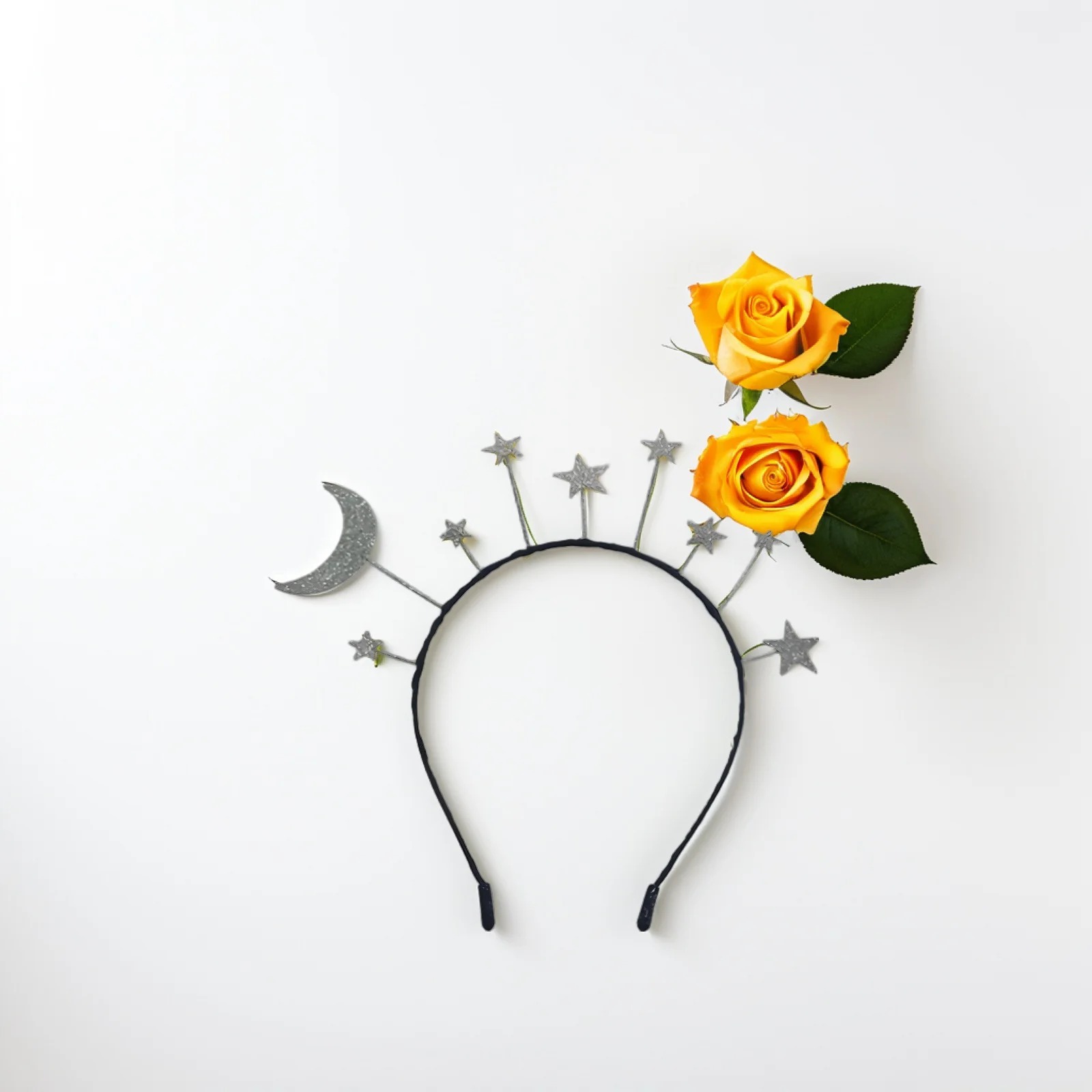 

2 pcs Star Headband Hair Accessories Fashionable Sparkle Design Party Supplies Girls Headdress Hair Tools Silver Moon Hairhoop