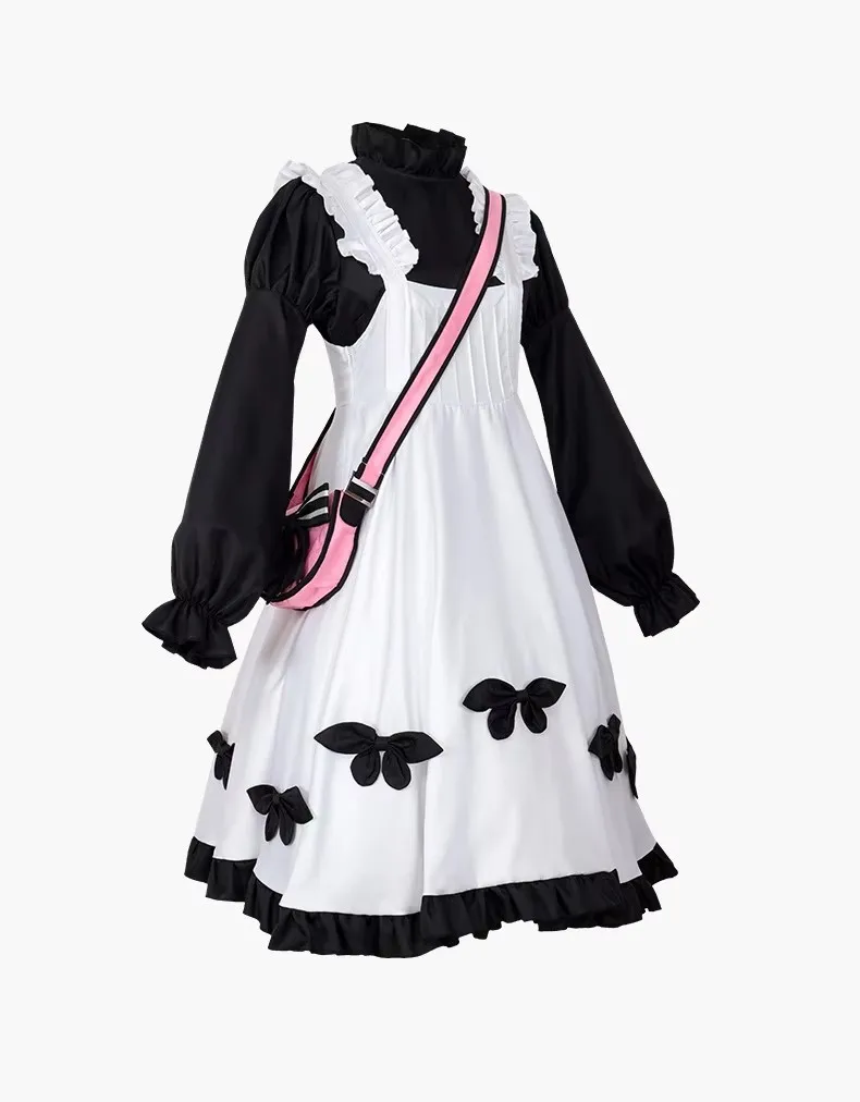 الهوية Vlawson الذاكرة أليس تأثيري حلي أسود أبيض بروتيل تنورة لوليتا امرأة خادمة Kawaii بدلة الحفلات #2