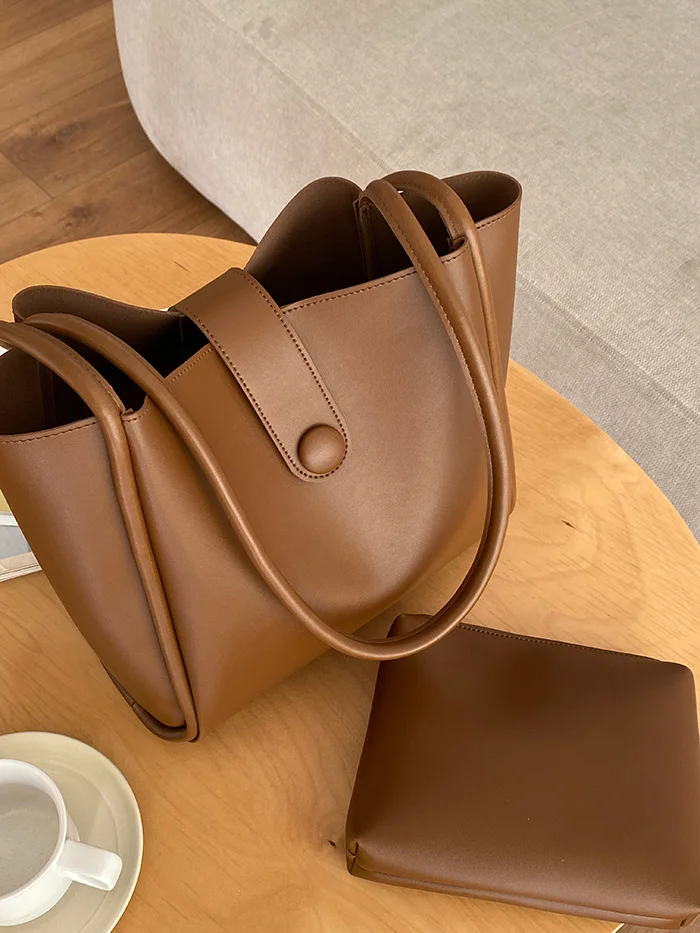 Soft Pu Leather Women handbag and purses Commuting Shoulder Bag for Female big totes 2023 new Casual Shopping Compound bag bolsa