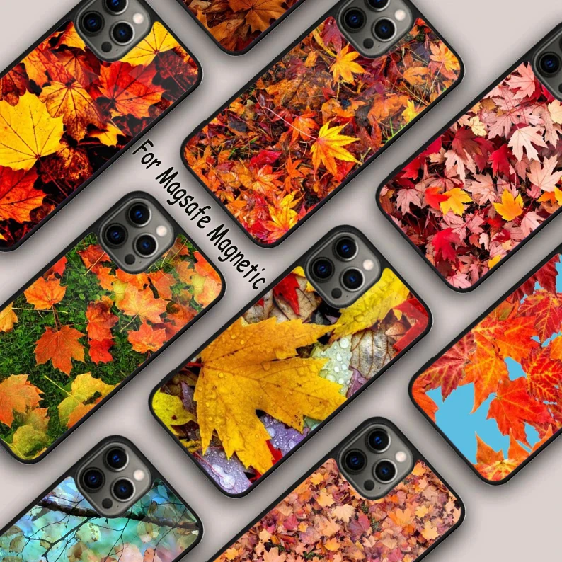 Beautiful Fall Leaves Magnetic Phone Case For APPLE iPhone 16 14 13 12 11 Pro Max 15 Plus Wireless Charge With MagSafe Cover