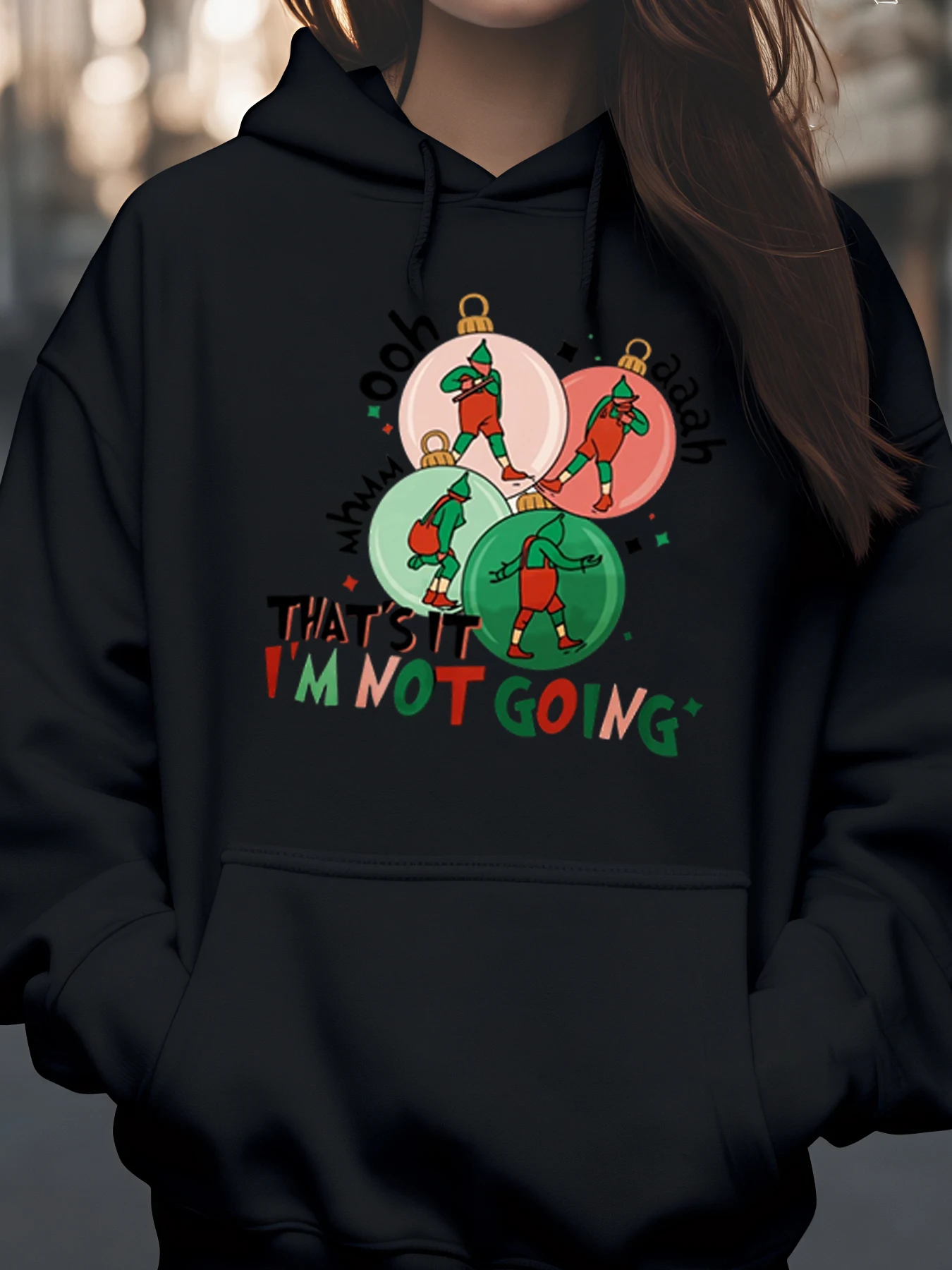 

Рождественский эльф с принтом праздничная толстовка с капюшоном повседневная одежда женская мода