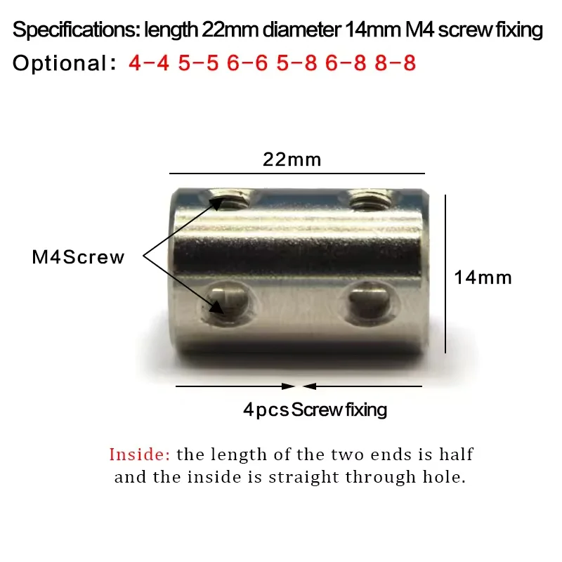 3/4/5/6/6.35/7/8/10  45# Steel Rigid Shaft Coupling Coupler Motor Transmission Connector Sleeve DIY Motor  Parts