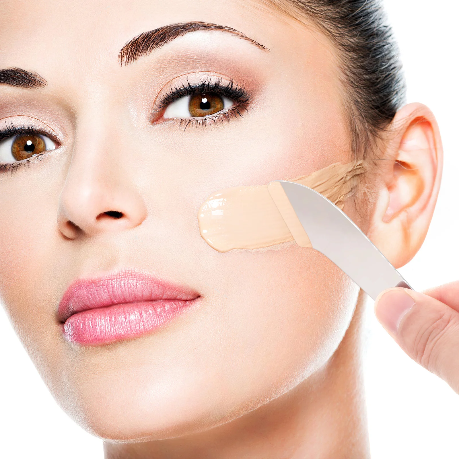 Espátula agitadora de maquillaje de acero inoxidable para mezclar bases, colorete, sombra de ojos, lápiz labial, herramienta profesional