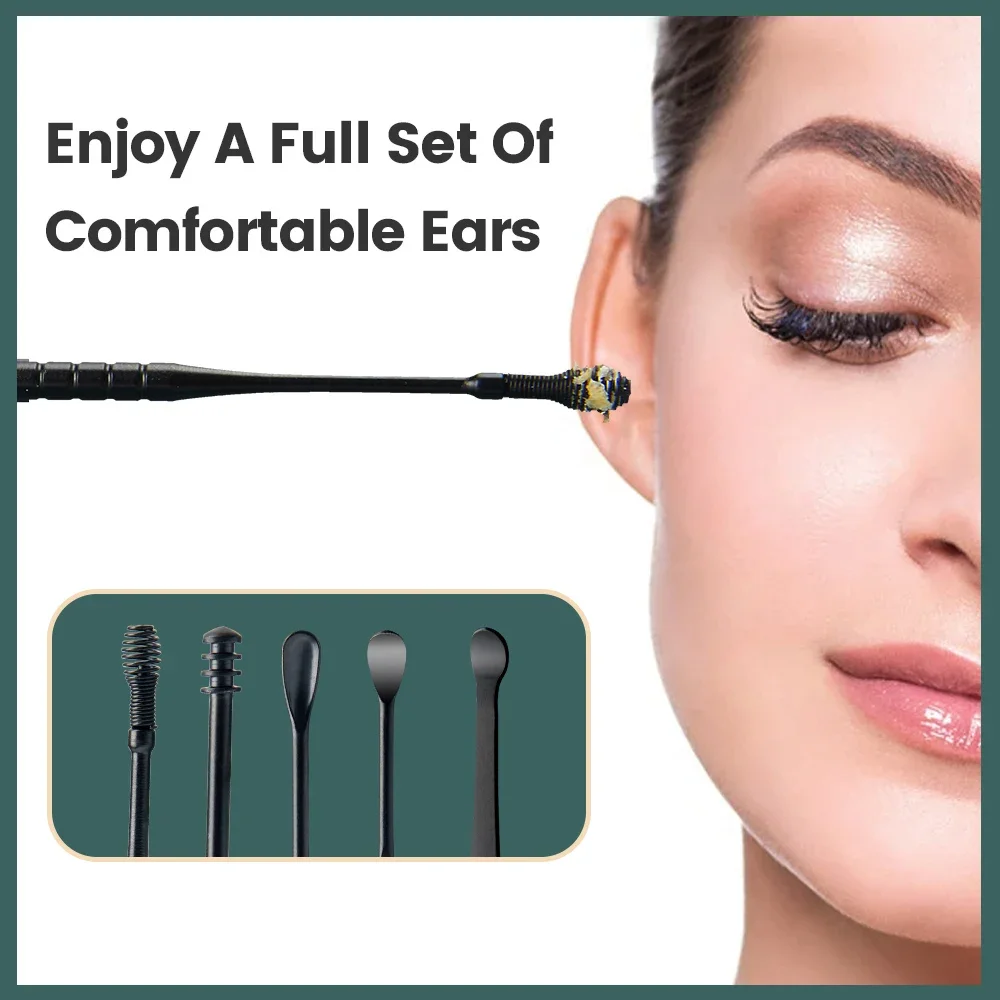 6Pcs Ear Wax Remover Ear Cleaning Kit Ear Pick Earpick Ear Cleaner Spoon Care Ear Clean Tool for Baby Adults Ear Care Set