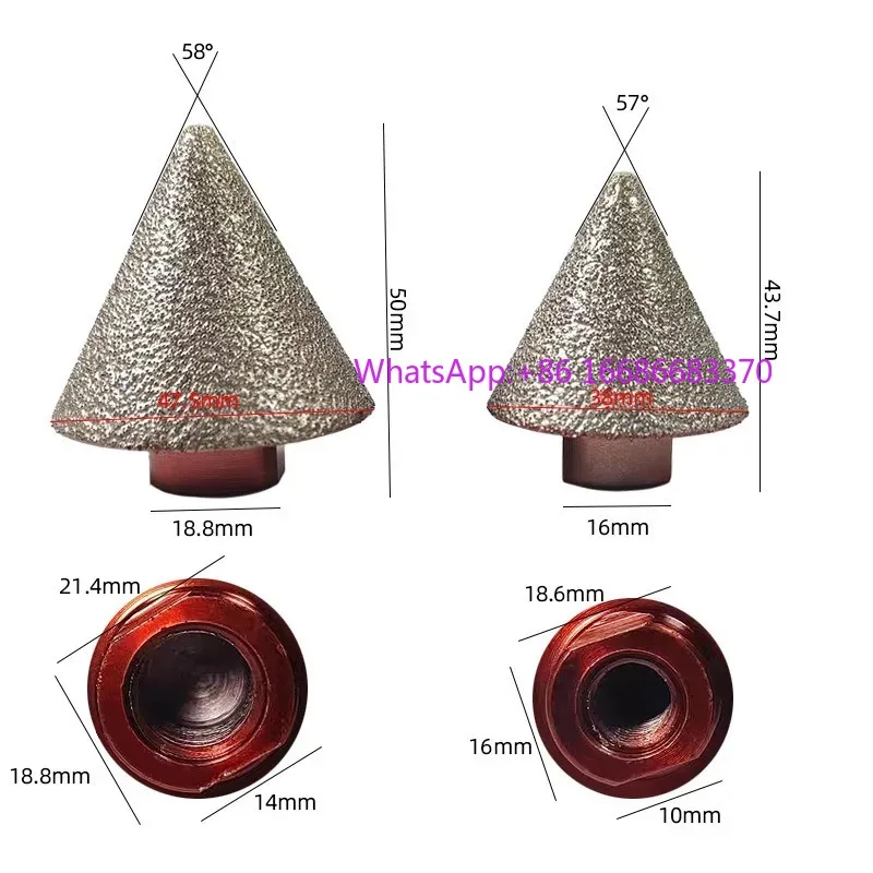 2PCS  Sharp conical chamfering grinding head chamfering machine drilling bit M10 Φ 38mm M14 Φ 47mm