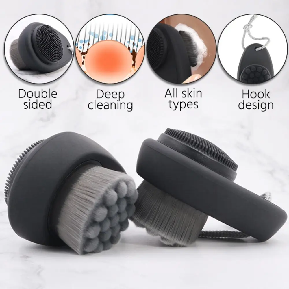Double-Sided Silicone Face Cleansing Brush Facial Cleanser Blackhead Removal Product Pore Cleaner Exfoliator Face Scrub Brush