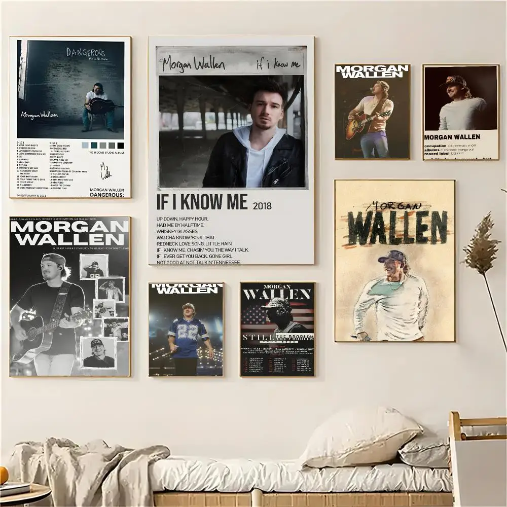 Singer Morgan Wallen Poster Self-adhesive Decal Living Room Bedroom Party Bar Decor Moisture-proof Fade-resistant