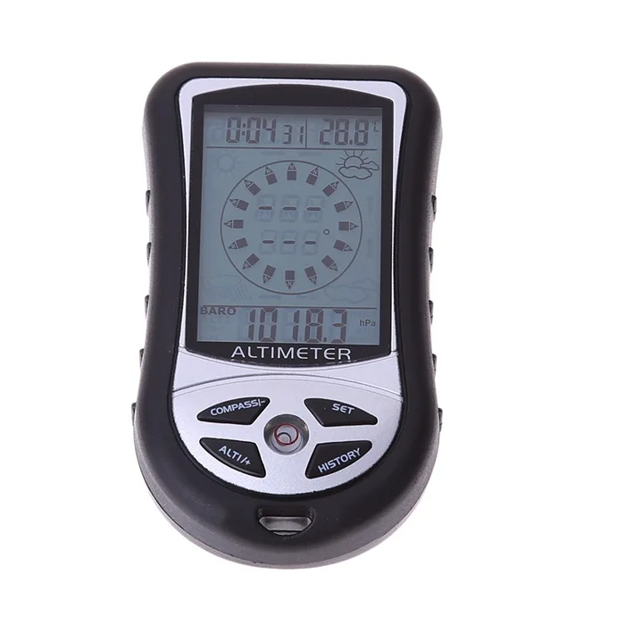 8in1 LCD Digital Altimeter Compass Barometer Thermometer Weather Forecast Time Calendar Blue Backlight Portable Hiking Hunt Tool