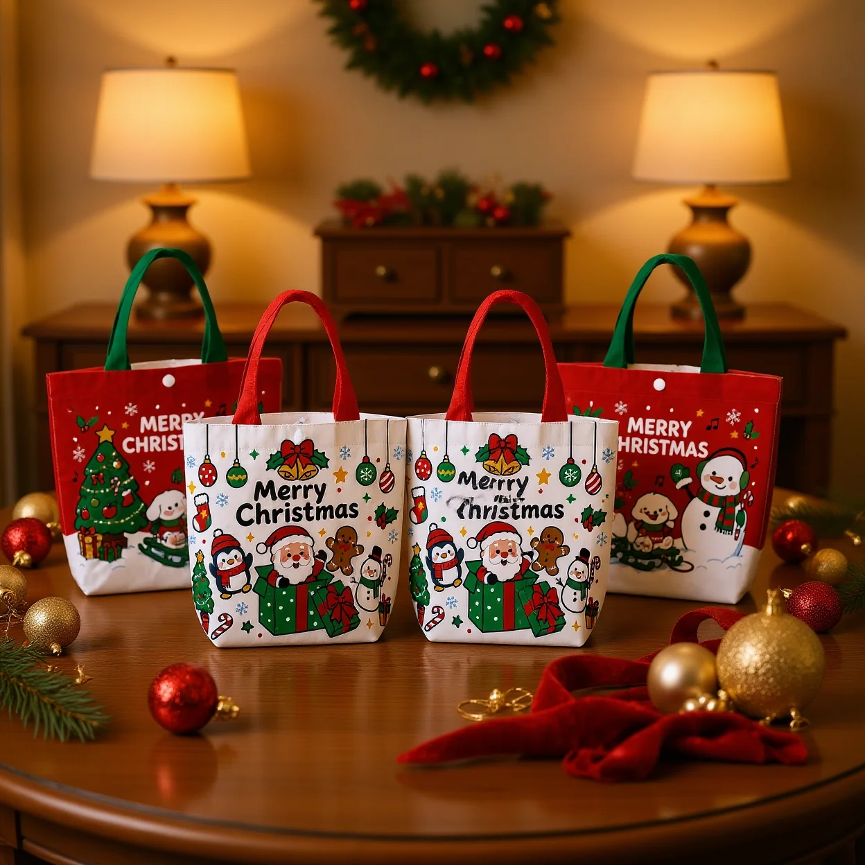 Canvas Handbag Festive Holiday Gift Bag Festive Tote Bag Christmas Themed Christmas Gift Bag For Holiday Occasions Christmas