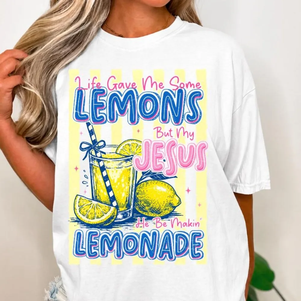 

Jesus Lemonade Shirt Christian Life Gave Me Lemons Summer Tee Funny Faith Tshirt Gift Women Clothes Gothic T Shirt