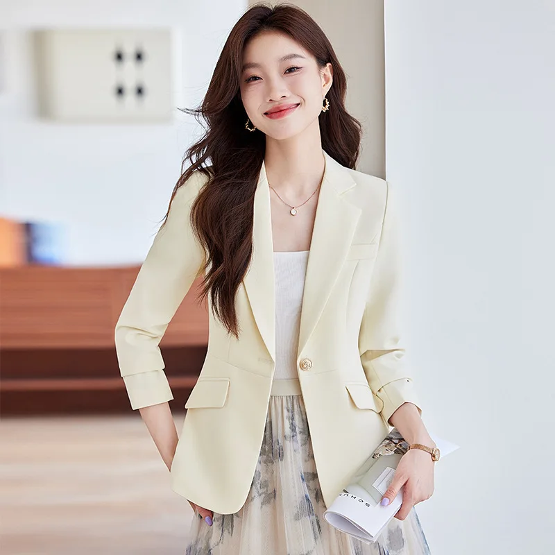 ชุดสูทแฟชั่นทันสมัยปี 2025 เสื้อเบลเซอร์ลำลองแขนยาวสำหรับผู้หญิง สไตล์มืออาชีพ แจ็คเก็ตสำหรับใส่ทำงาน รุ่น 6628