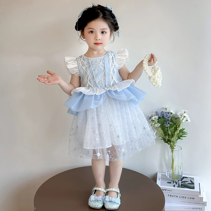 2025 Summer Girls Cinderella Lolita Skirt Children's Castle Party Angel Princess Dress Fashion Baby Birthday Gift Performance