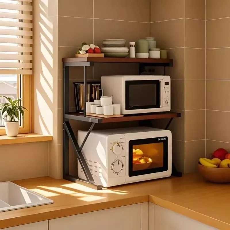 Kitchen Multifunctional Microwave Oven Shelf Countertop Seasoning Rack Multi-layer Storage Rack Household Oven Rice Cooker Rack