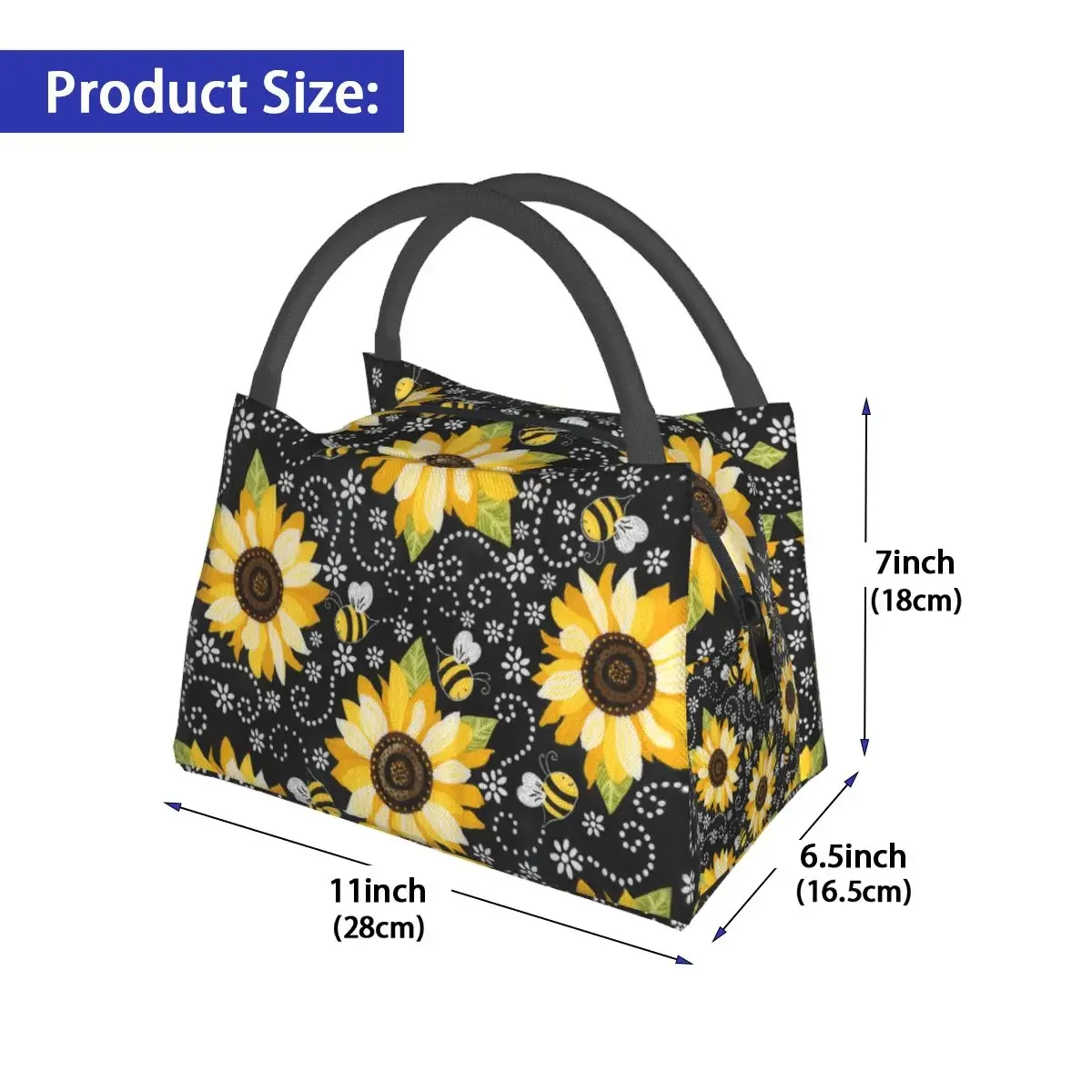 NOISYDESIGNS Sunflowers Print Lunch Bag Insulated Bags For Women Portable Food Case Bags Kids School Cooler Warm Bento Box Totes