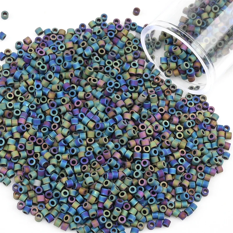 1.6mm Frosted Metallic Japanese Glass Beads 2000pcs/Pipe Small Craft Beads For Handmade Jewelry DIY Garment Accessories