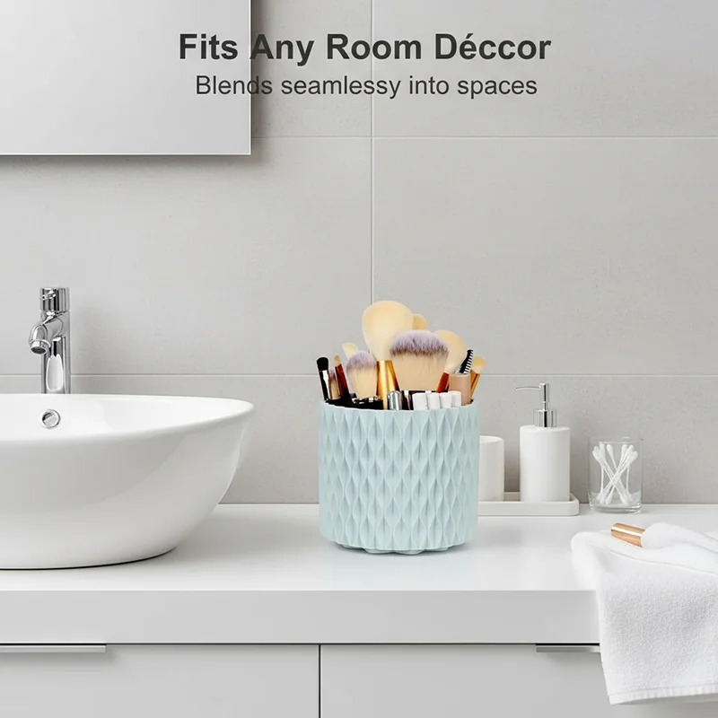 Cubo de almacenamiento de brochas de maquillaje de gran capacidad con rotación de 360 grados, organizador portátil de lápiz labial y cejas, cartucho de brochas para sombra de ojos