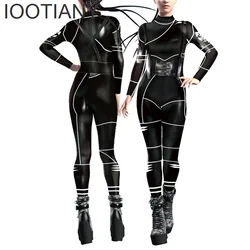 IOOTIANY Wednesday Battle Day Print Women Sexy Skinny Jumpsuit Carnival Cosplay Fancy Bodysuit Festival Party Elastic Rompers