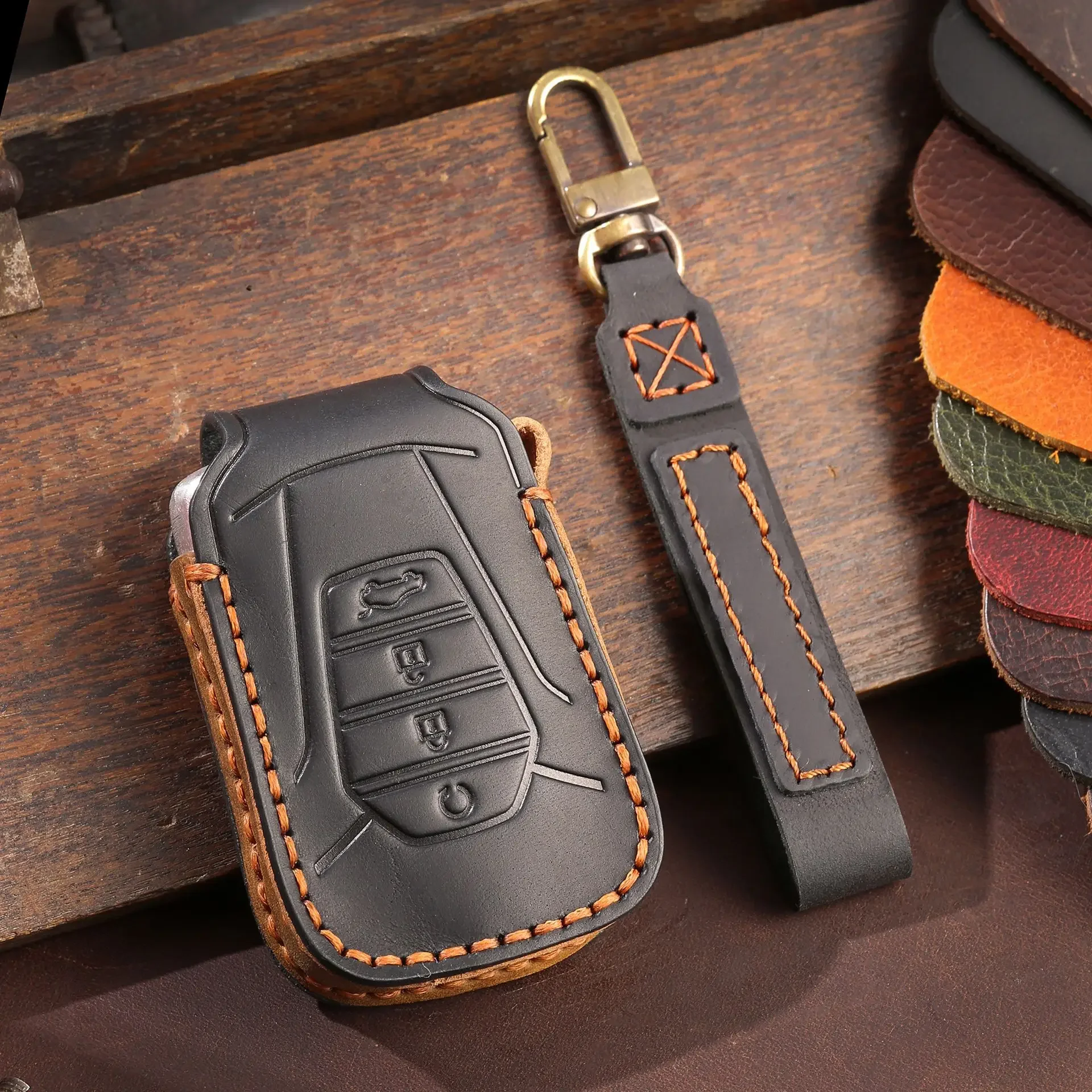 

1pc Leather Car Key Case Remote Control Fobs Protector Cover For Isuzu New MU-X X Series DMAX D-Max X-Terrain Pickup 2021 2022