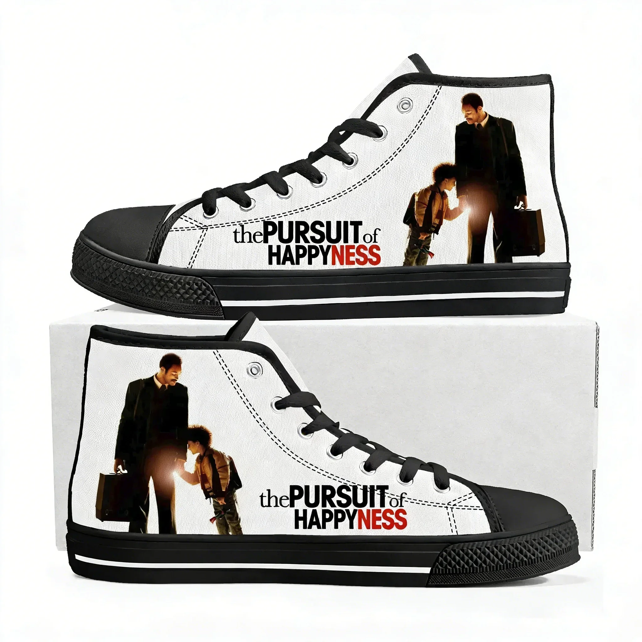 Pursuit of Happyness Movie High Top Sneakers pour hommes, femmes et adolescents, baskets en toile de haute qualité, chaussures de couple, chaussures décontractées personnalisées