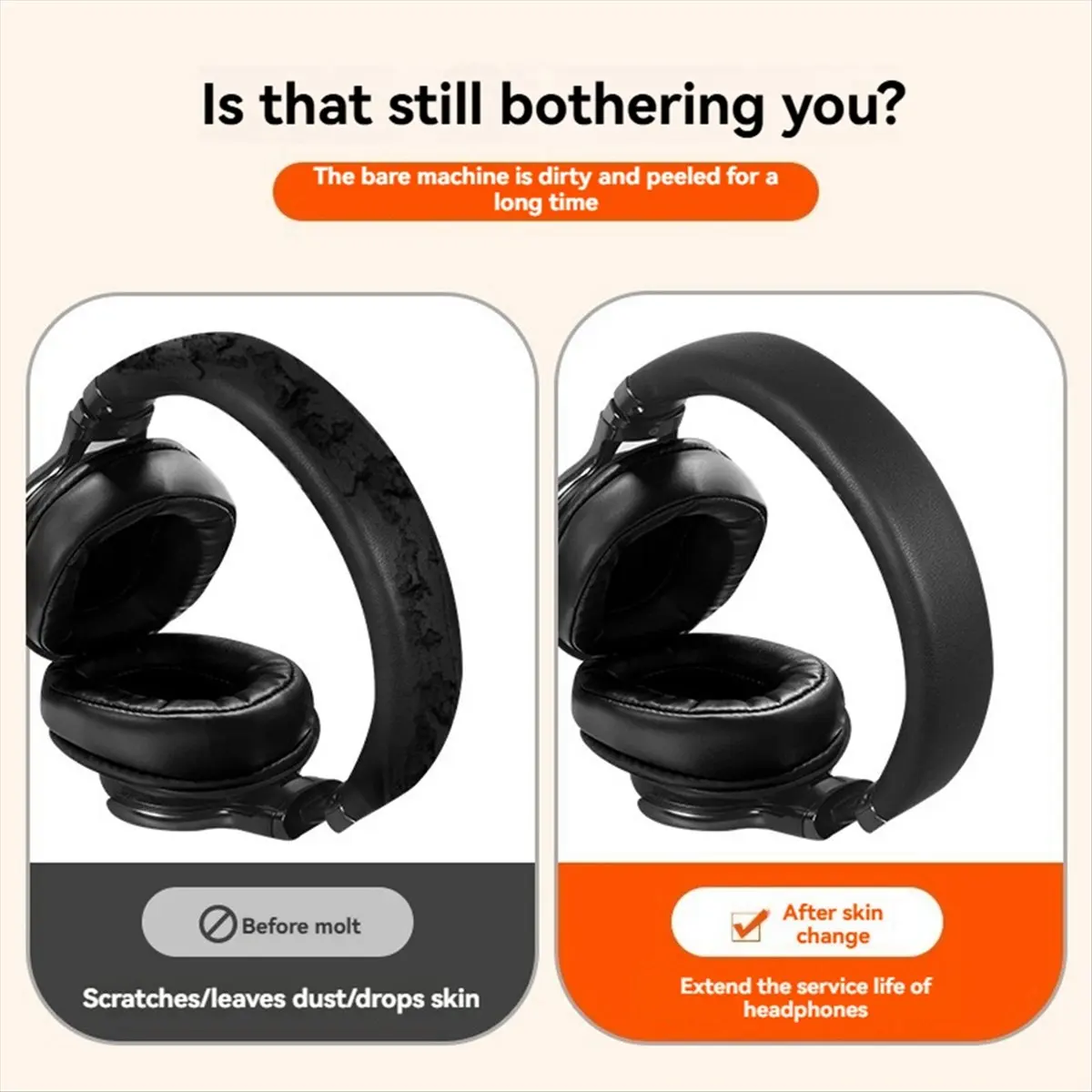 (أعلى بيع) استبدال شعاع إصلاح أغطية جلدية ل MDR-1A 1ABT 1R 1RBT سماعة حلقة يغطي حماة عقال أسود #5