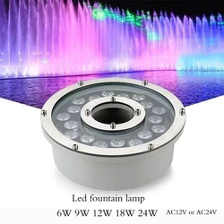 Vendita calda Led Fontana Luce 6w 9w 12w 18w Led Piscina Luce Gratuita AC12V AC24V Luci Subacquee Fontane Impermeabile Ip68