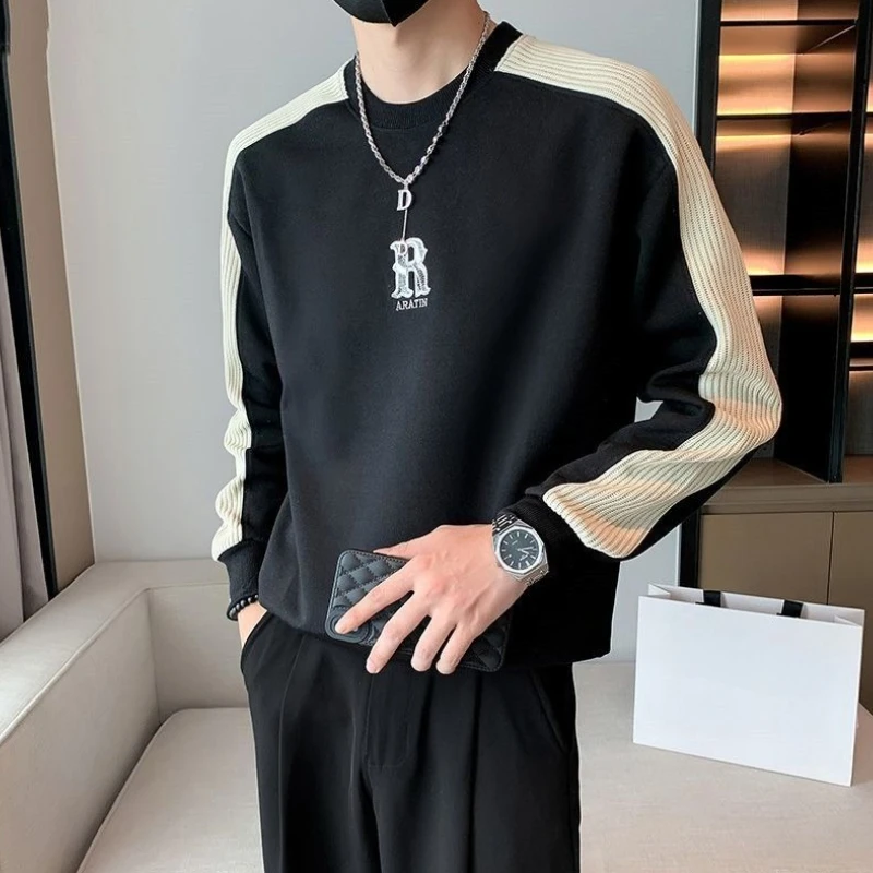 الأبجدية السوداء الرجال البلوز الترفيه الربط اللون جودة عالية فضفاض Harajuku موضة ترحيب صفقة جديدة في الذكور البلوز