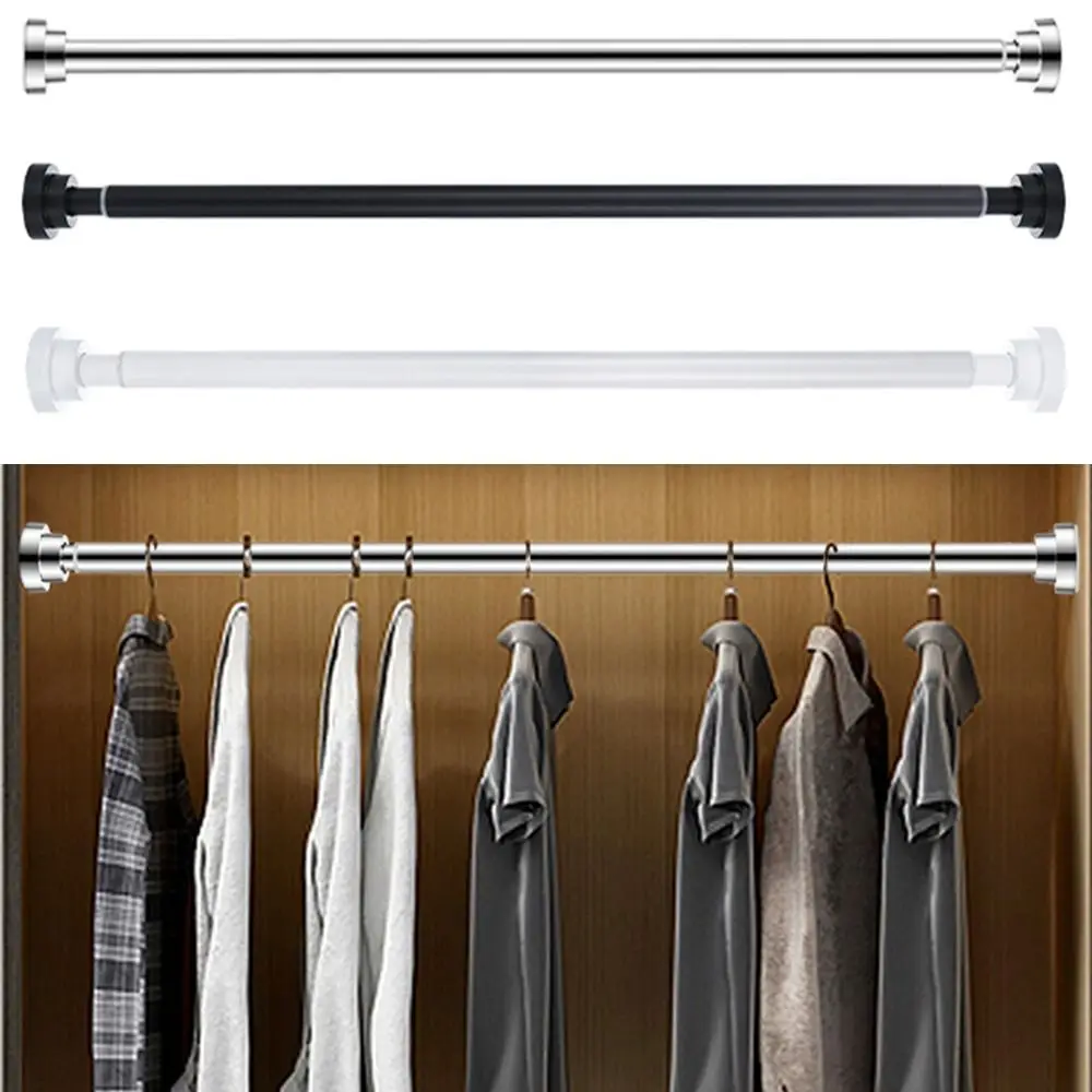 

Waterproof Telescopic Closet Rod Anti-slip Detachable Base Shower Curtain Bar Sturdy Spring Loaded Balcony Drying Rack Window