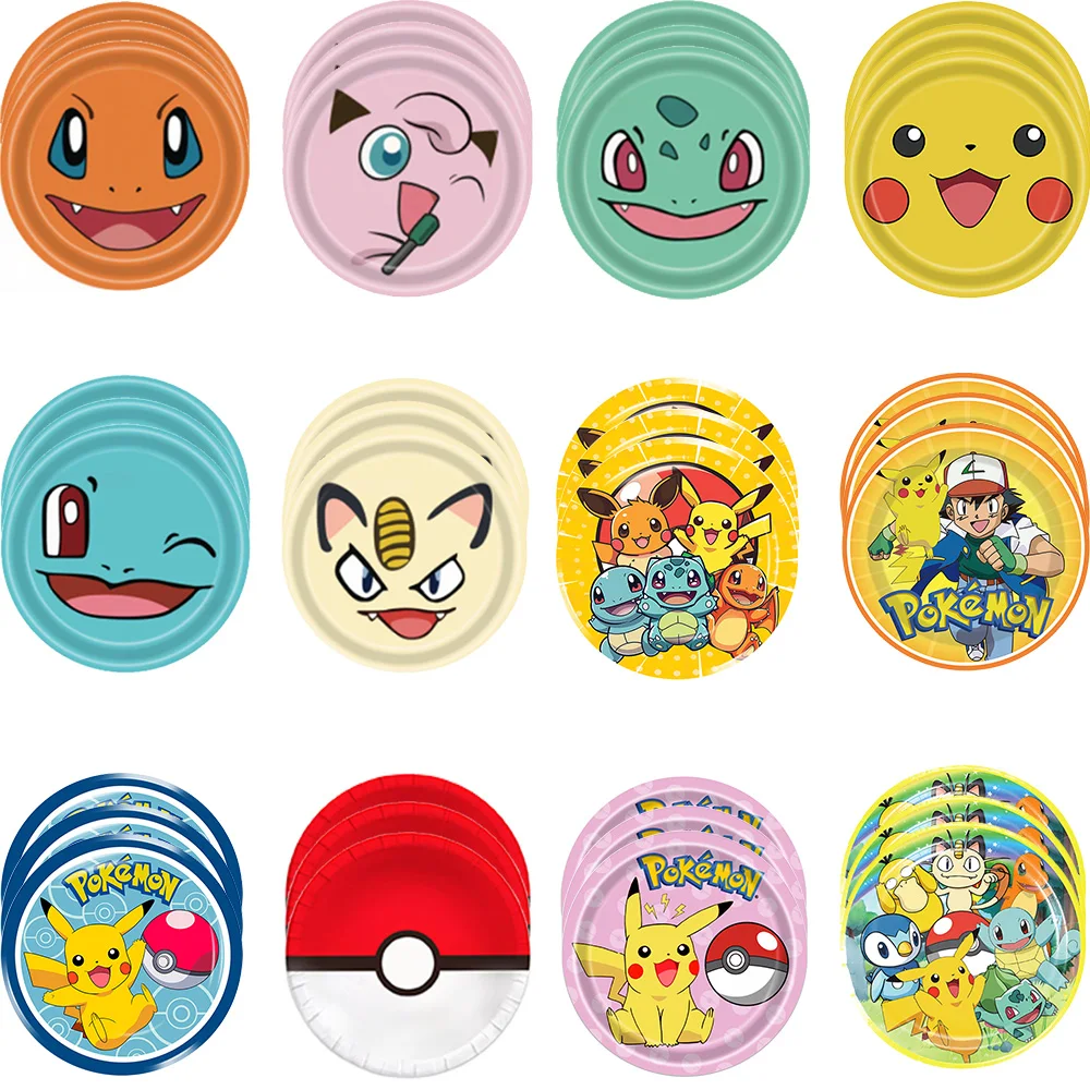 

Pokemon Birthday Party Supplies Disposable Party Plates Pikachu Charmander Meowth Clefairy Squirtle Plates Child Baby Shower