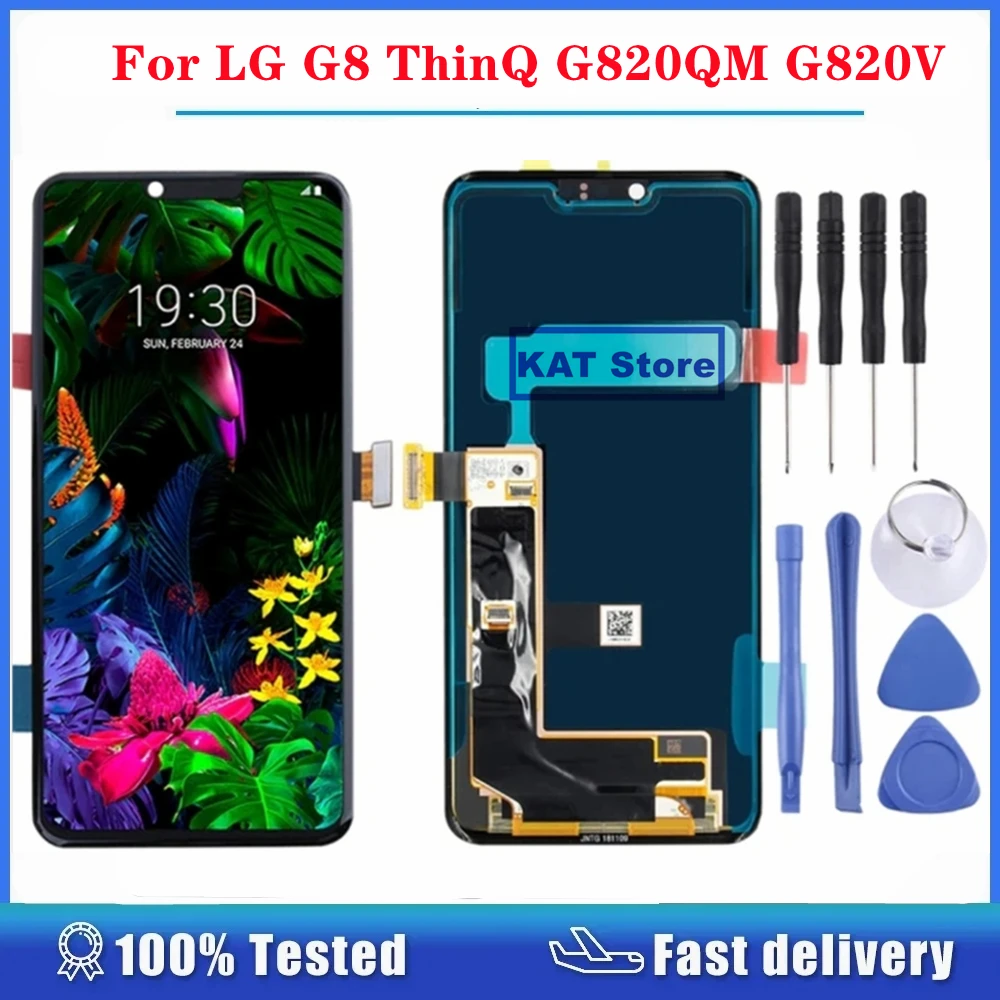 

KAT Screen Replacement For LG G8 ThinQ G820QM G820V LCD Display Touch Screen Digitizer Full Assembly Replacement