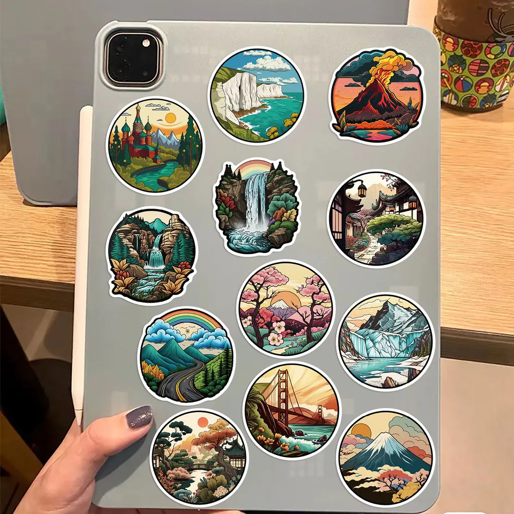 50개 만화 야외 풍경 그래피티 스티커 자전거 핸드 어카운트 필통 데칼 블링블링스티커스 스토어