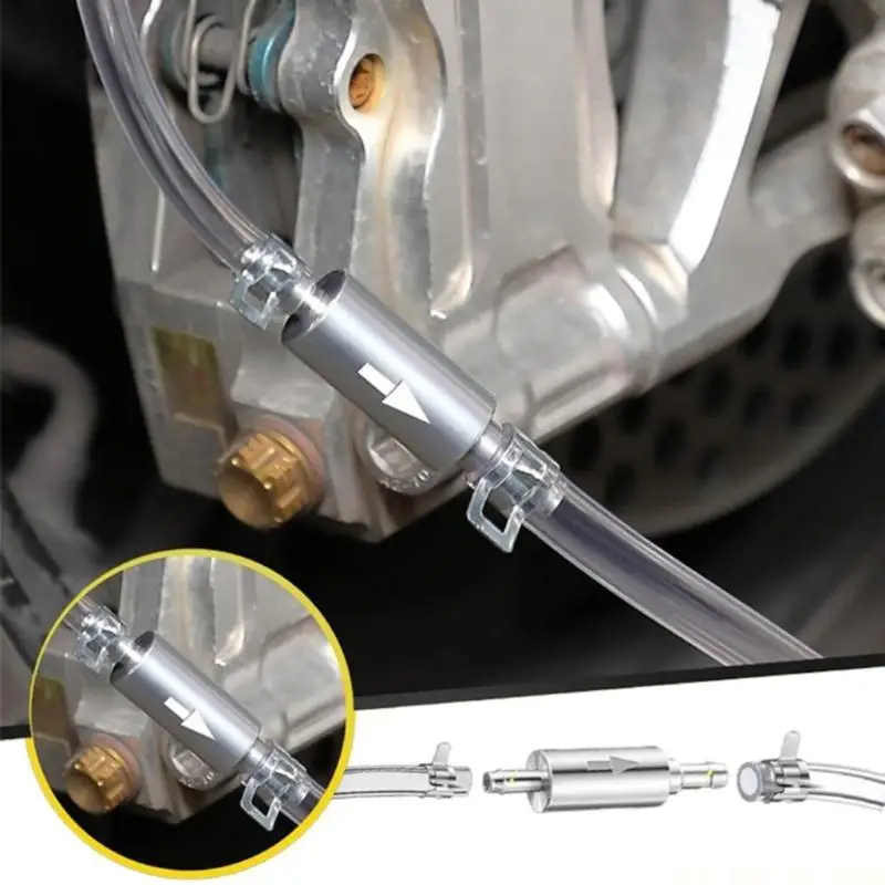 J0MA Brake Bleeder Hose with Way Check Valves Clear Tubing and Aluminum Valves