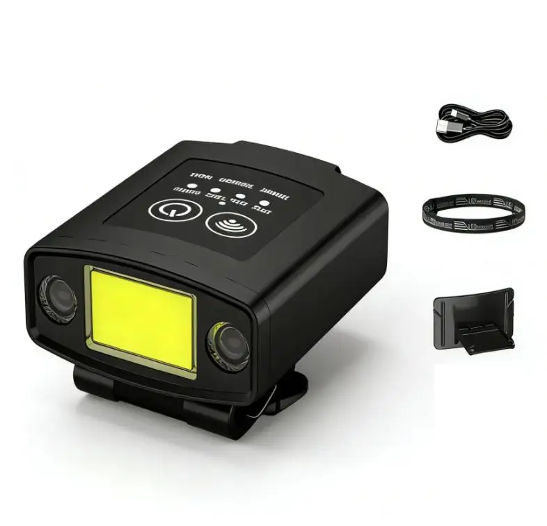LED Headlamp Rechargeable Motion Sensor Gesture Control White Red Light for Night Fishing Hiking Camping Outdoor