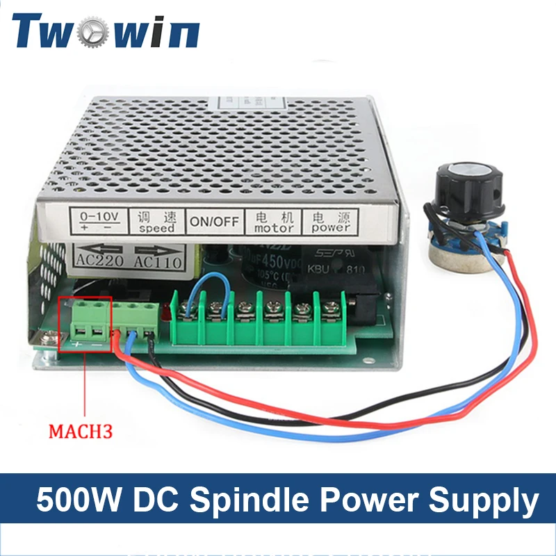 500W DC Spindle Power Supply 220V 110V with Speed Control Mach3 Adjustable Switching Power Supply Governor for CNC Spindle Motor