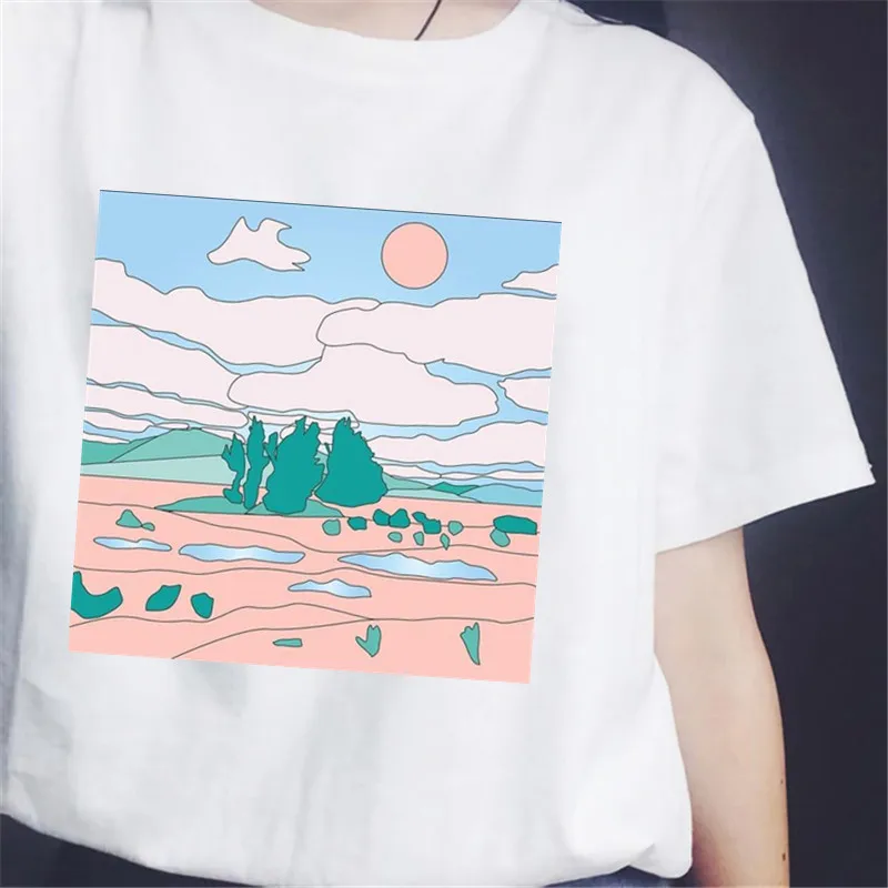 เสื้อยืดเสื้อยืดสตรีสีขาวสำหรับผู้หญิงเสื้อยืดฮาราจูกุเสื้อยืดพิมพ์ลายนมสไตล์ญี่ปุ่นน่ารักการ์ตูนเสื้อคอกลมสำหรับผู้หญิง