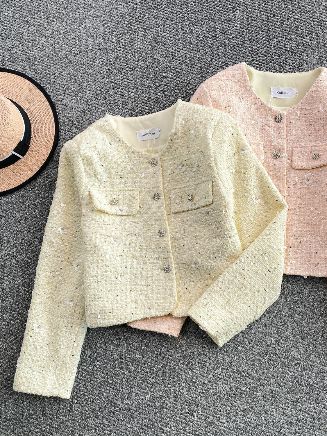 

Женское пальто Ele ort, облегающее круглое пальто Ne Heavy Embelliment Bouclé Jaet на одной пуговице, высококачественное офисное пальто